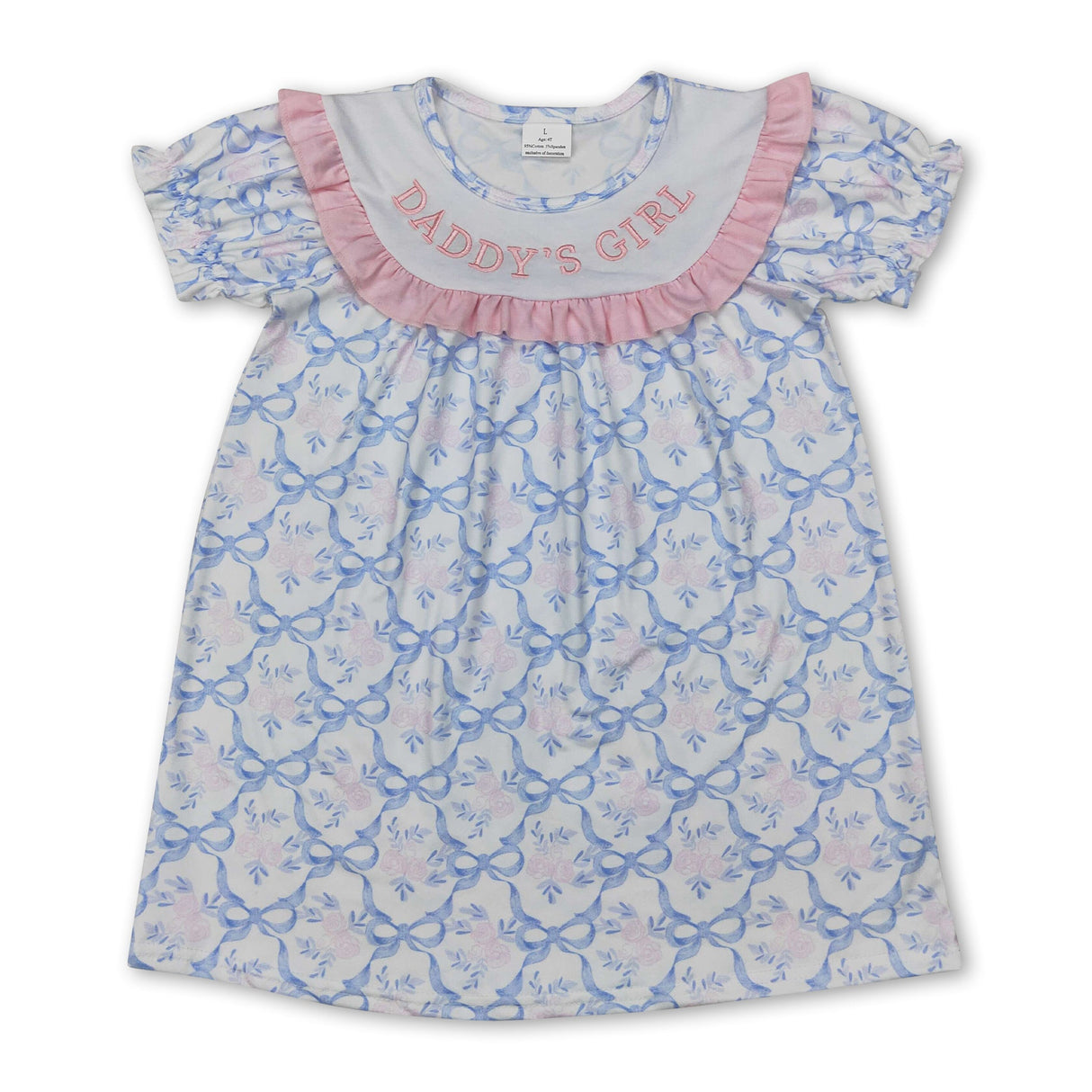 Short sleeves daddy's girl floral bow kids girls dresses