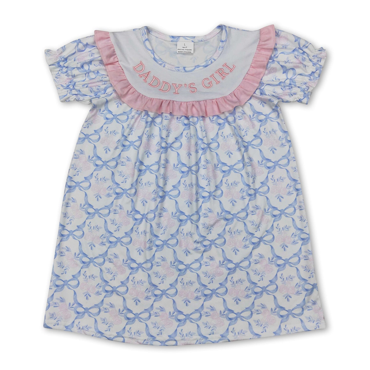 Short sleeves daddy's girl floral bow kids girls dresses