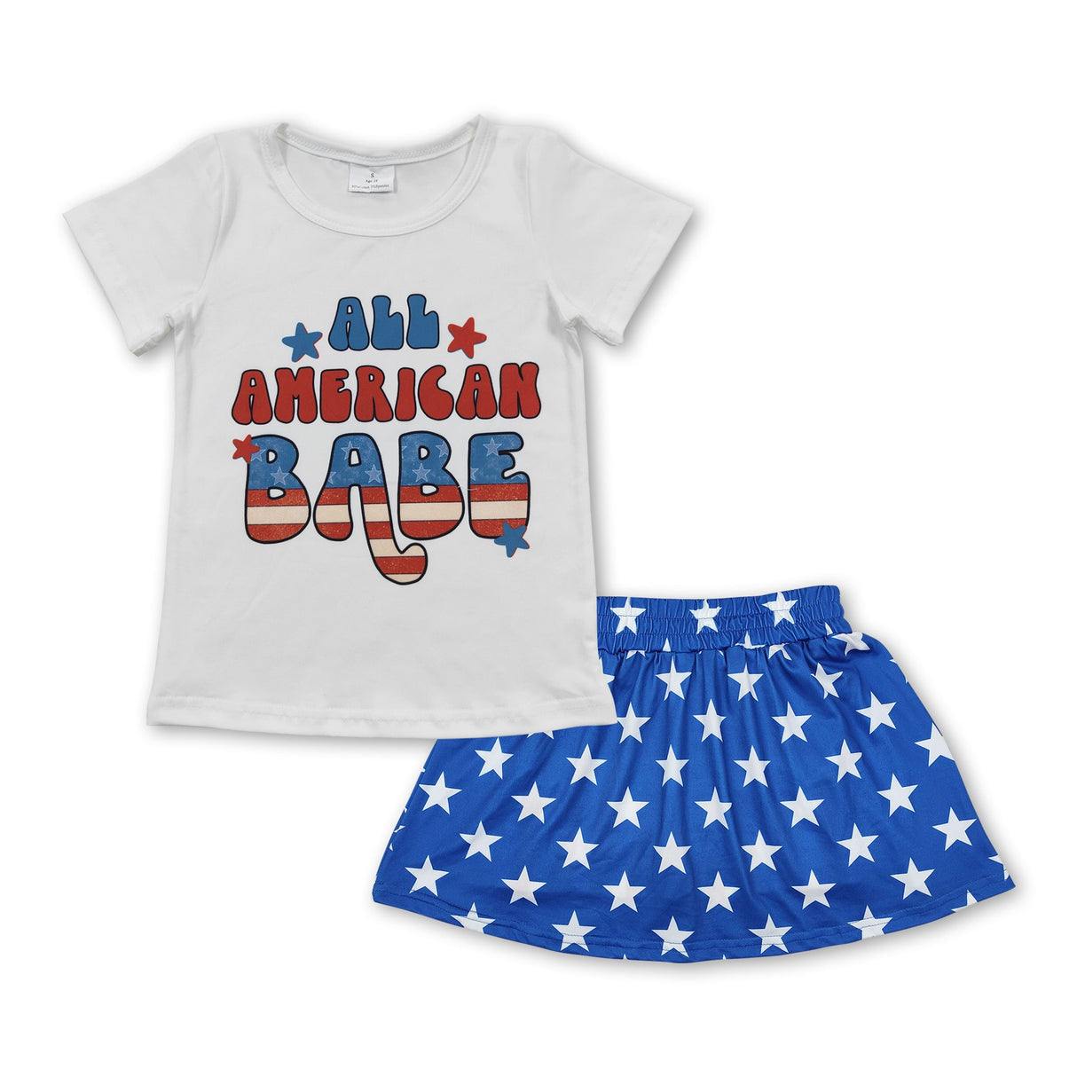 All american babe top stars skirt girls 4th of july clothes
