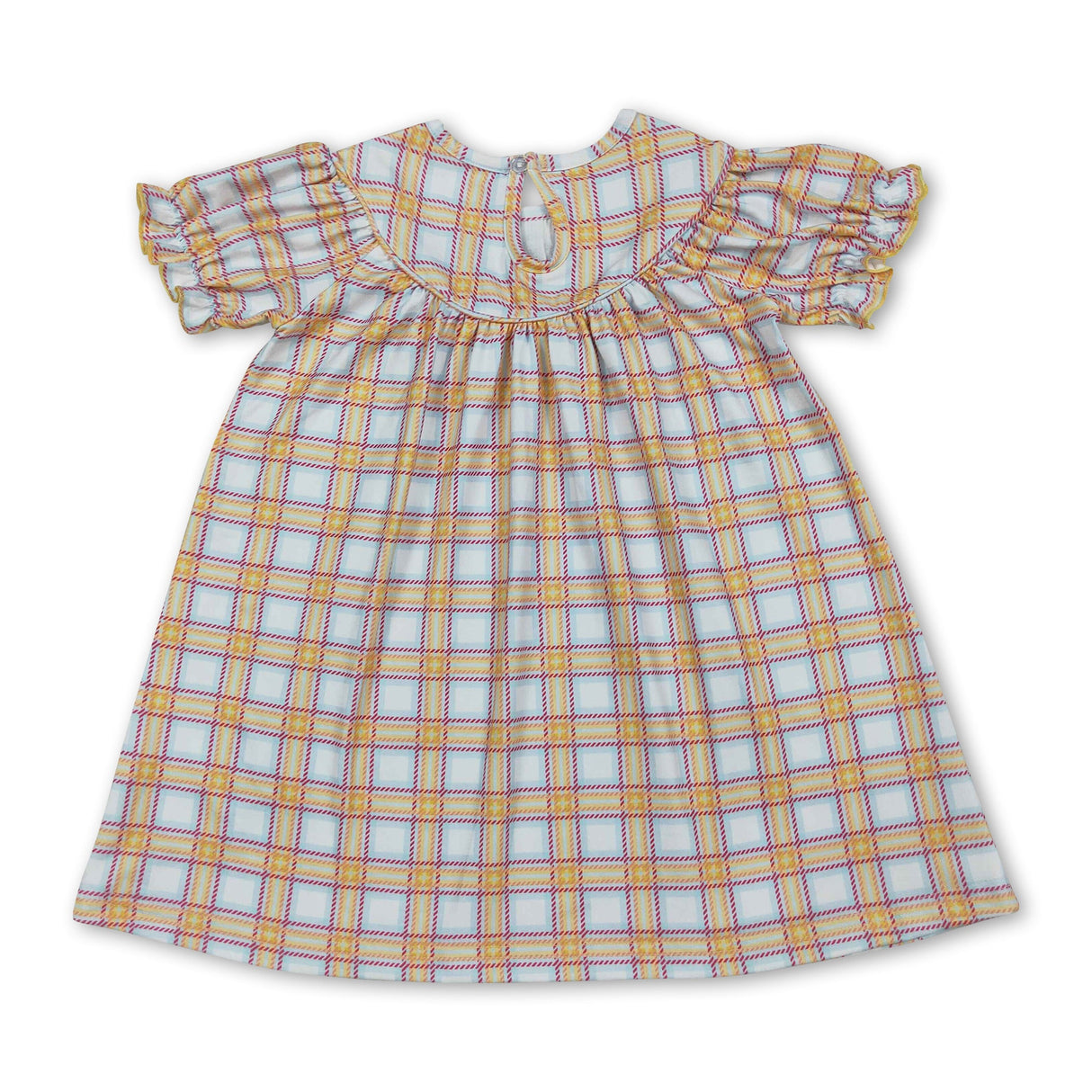 Cow tractor plaid short sleeves farm girls dresses