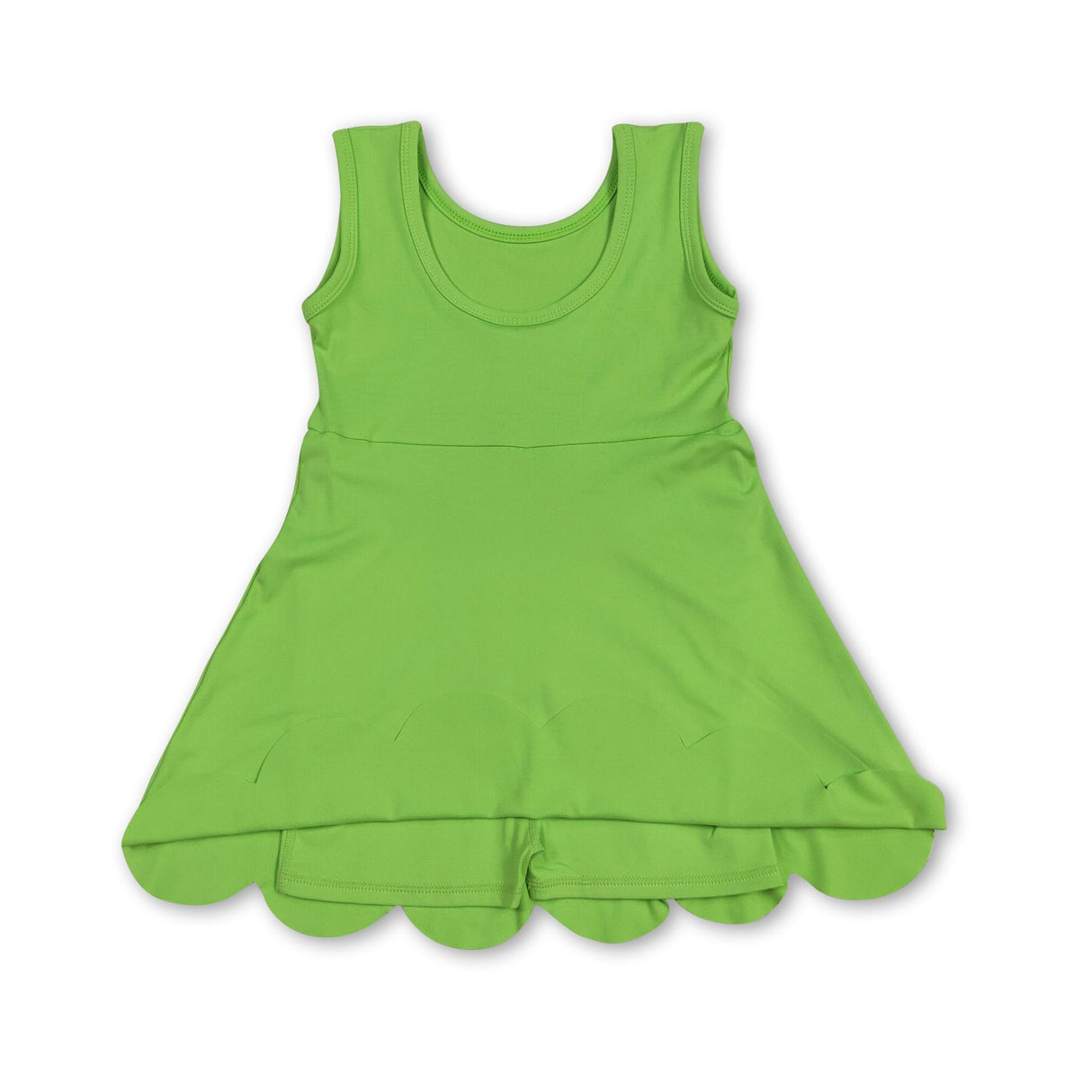 Sleeveless lime green kids girls athletic dresses