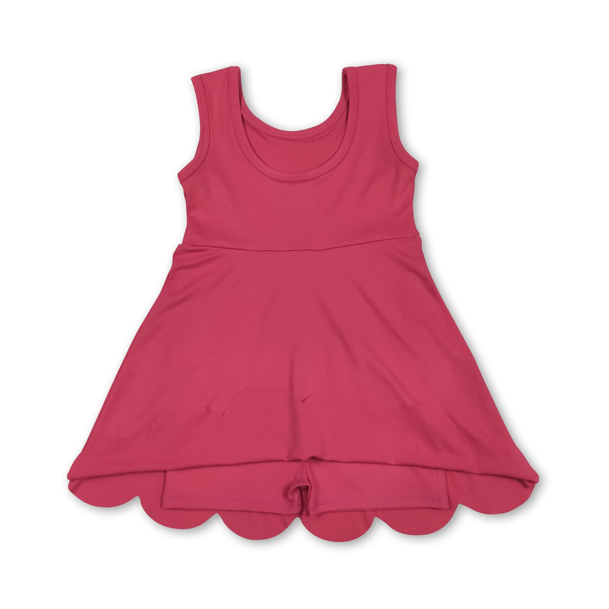 Sleeveless hot pink kids girls athletic dresses