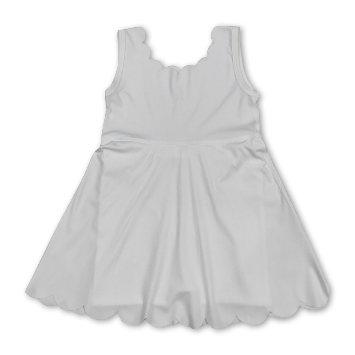 White sleeveless kids girls summer athletic dresses
