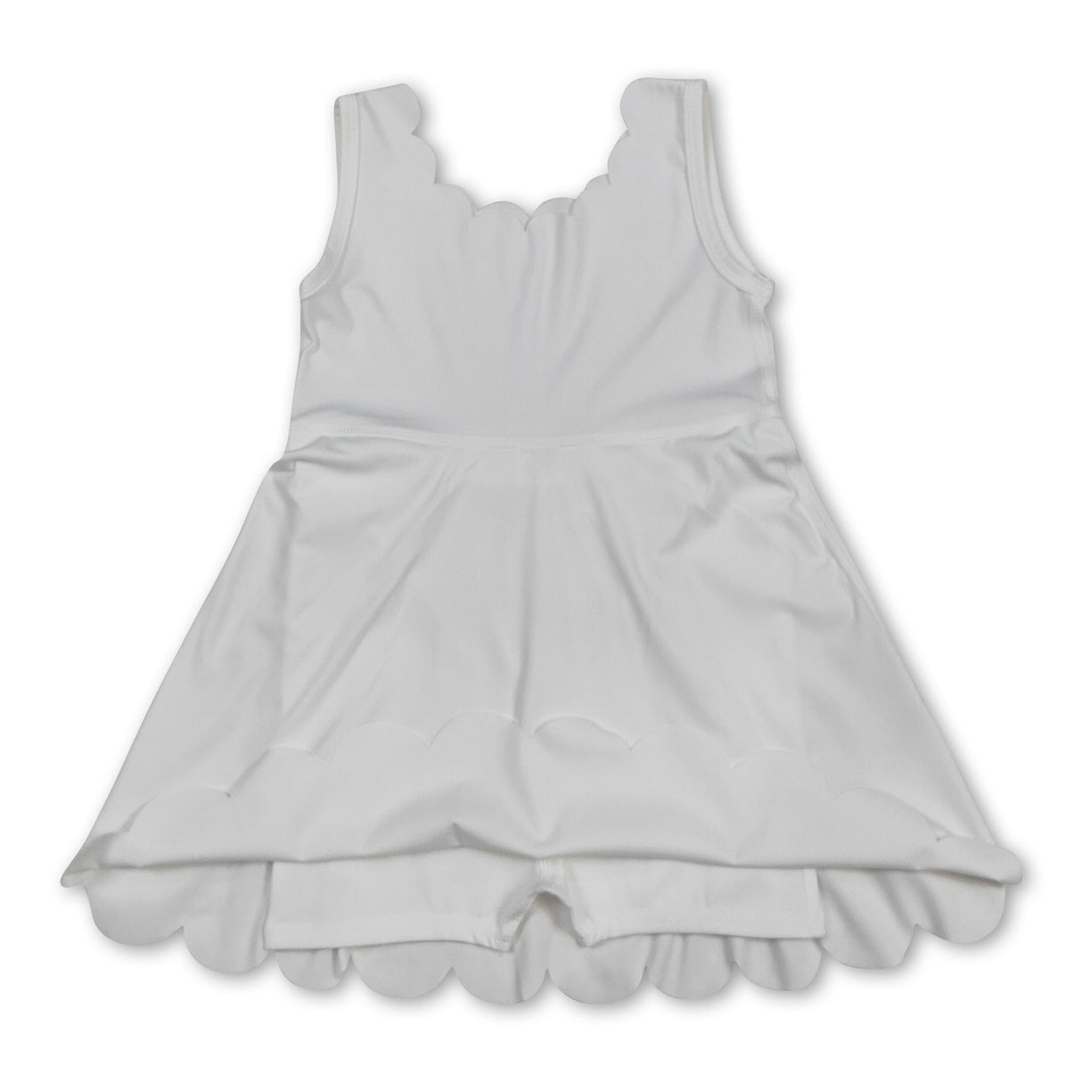 White sleeveless kids girls summer athletic dresses