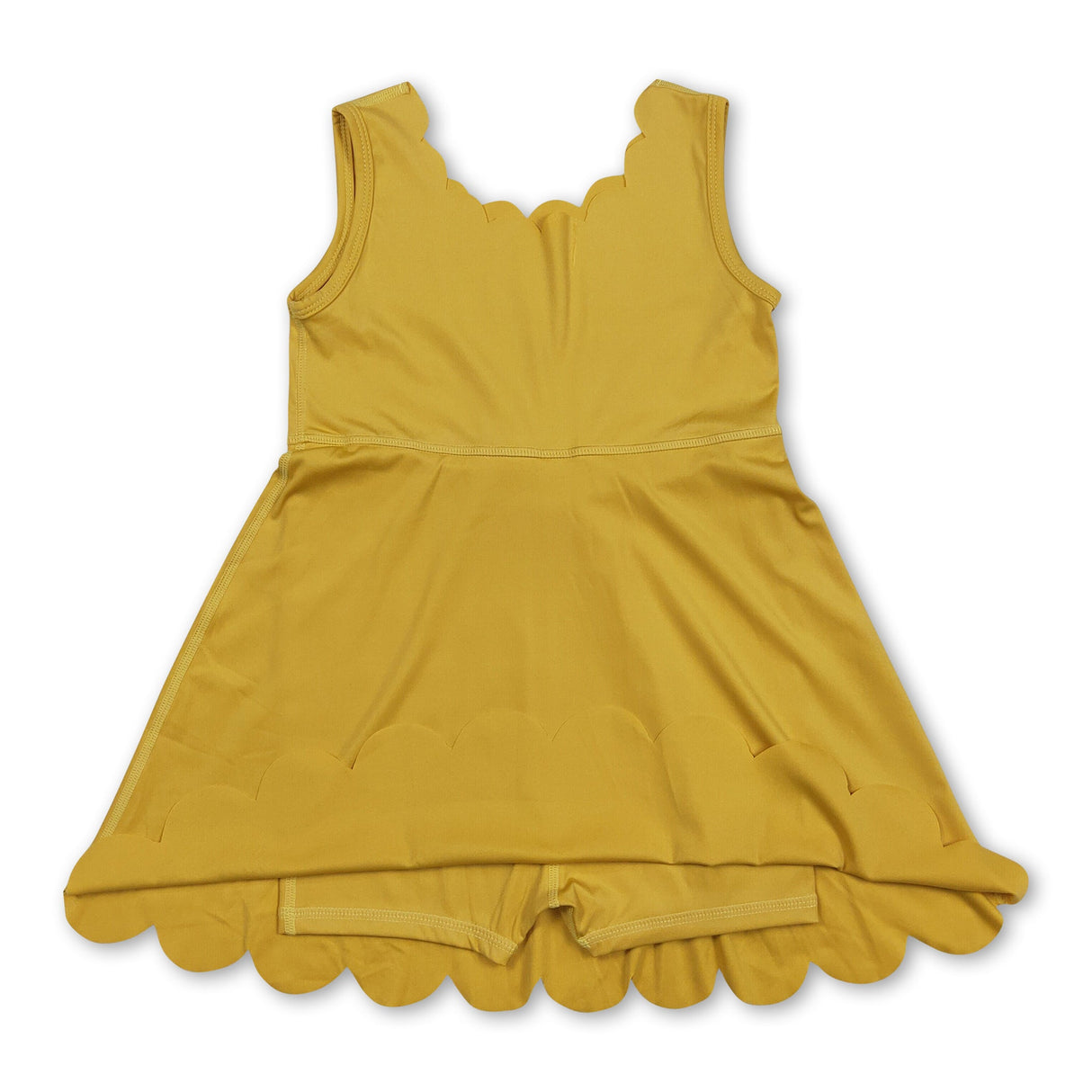 Yellow sleeveless kids girls summer athletic dresses