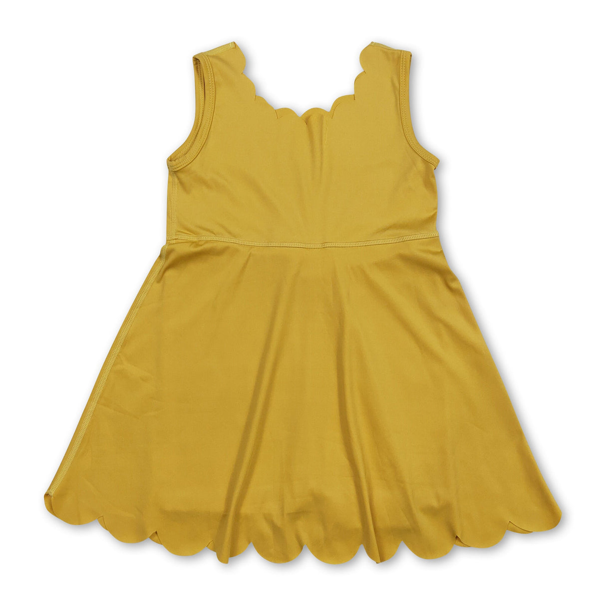 Yellow sleeveless kids girls summer athletic dresses