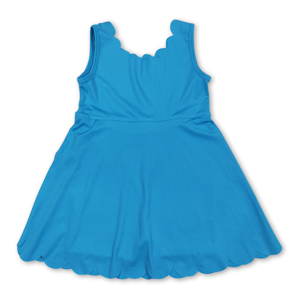 Blue sleeveless kids girls summer athletic dresses