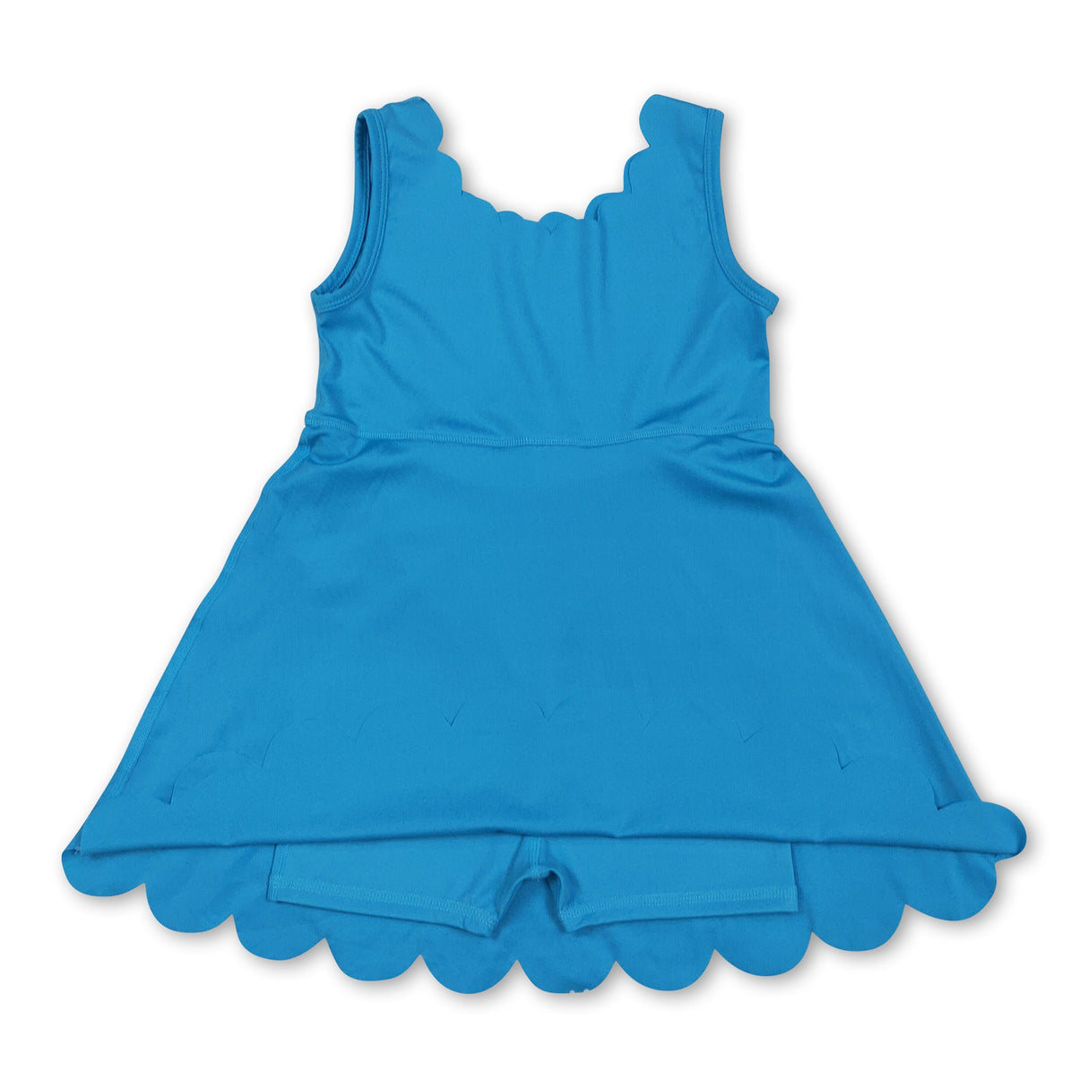 Blue sleeveless kids girls summer athletic dresses