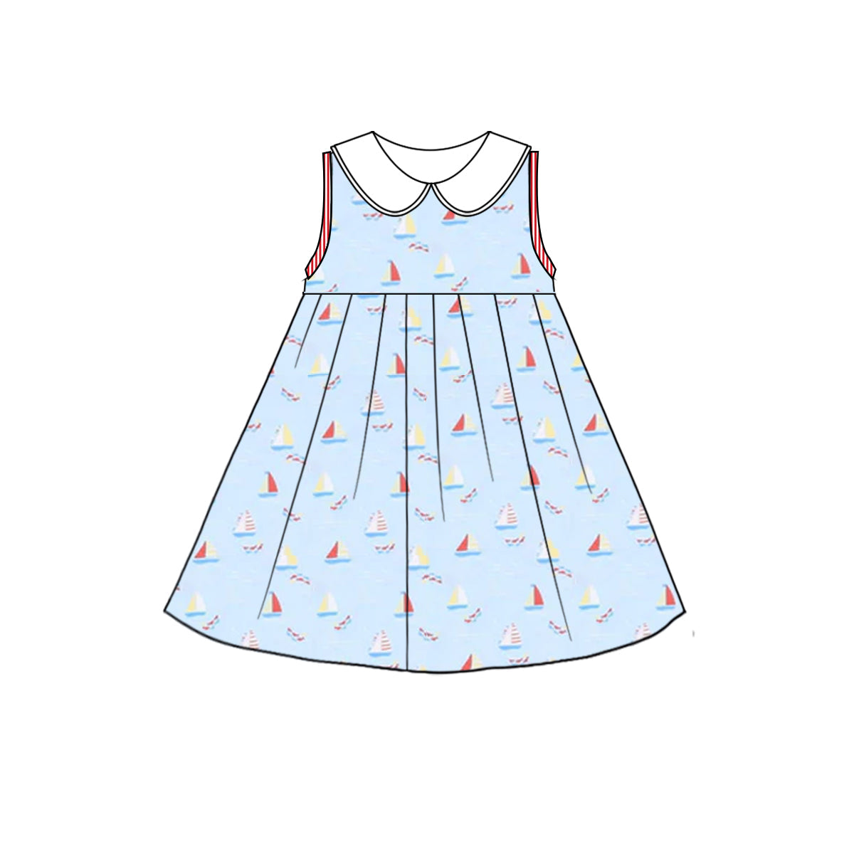 Sleeveless boat kids girls summer dresses