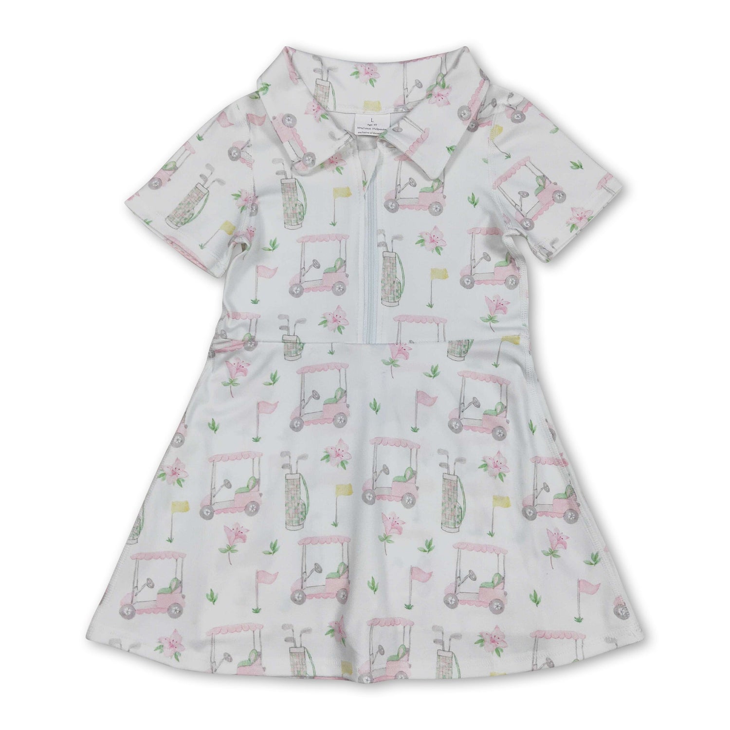 Short sleeves golf zipper kids girls polo athletic dress