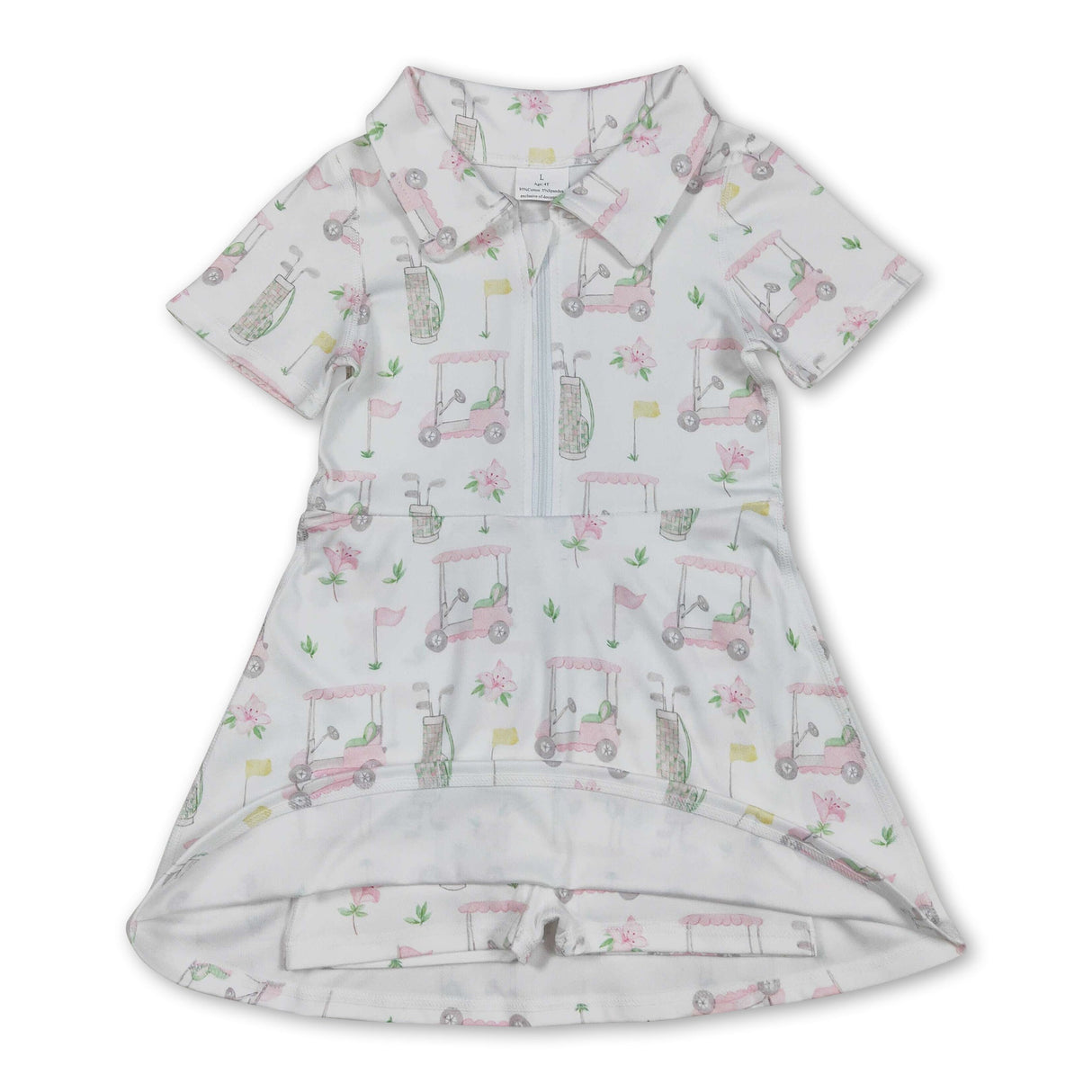 Short sleeves golf zipper kids girls polo athletic dress