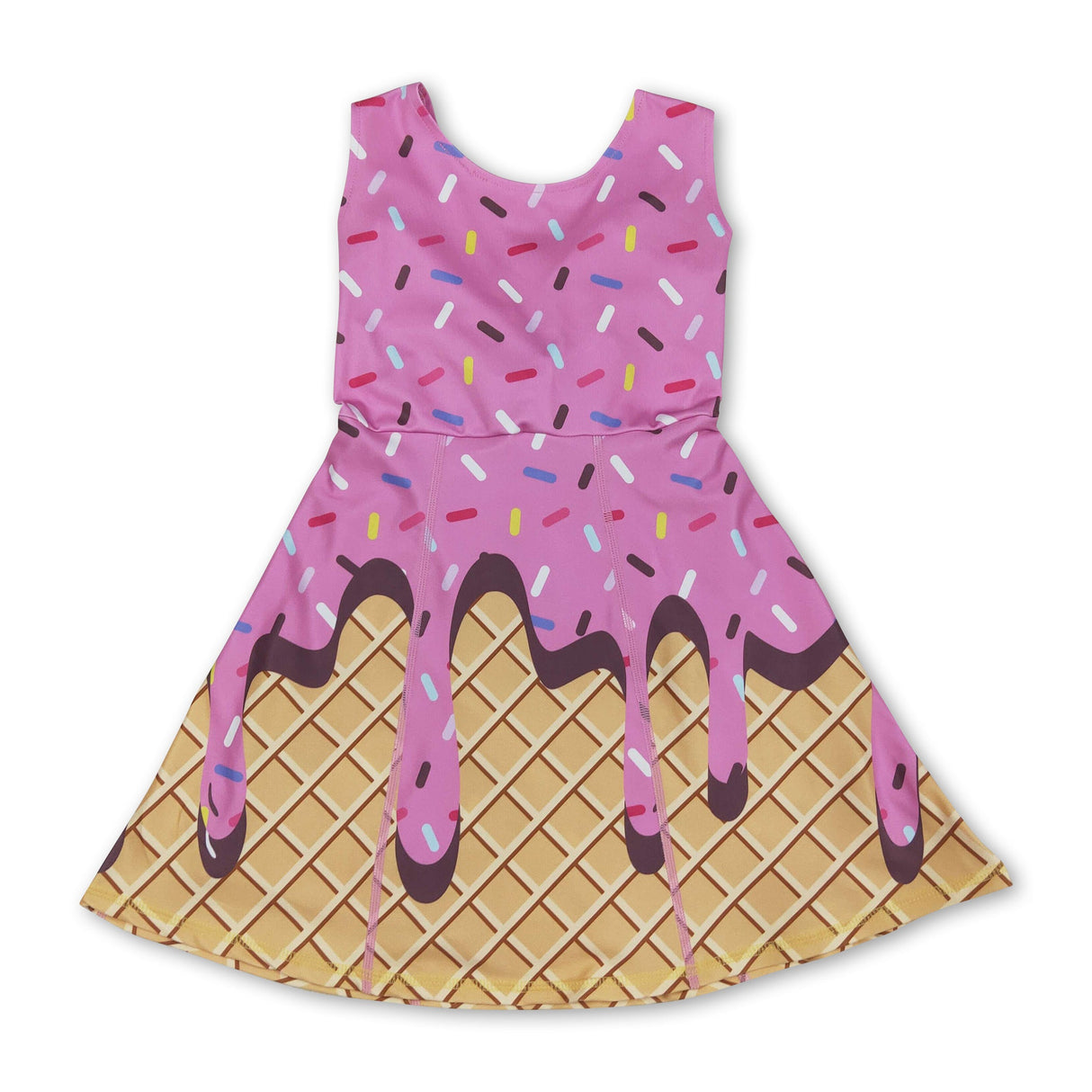 Hot pink sprinkle ice cream kids girls team athletic dress
