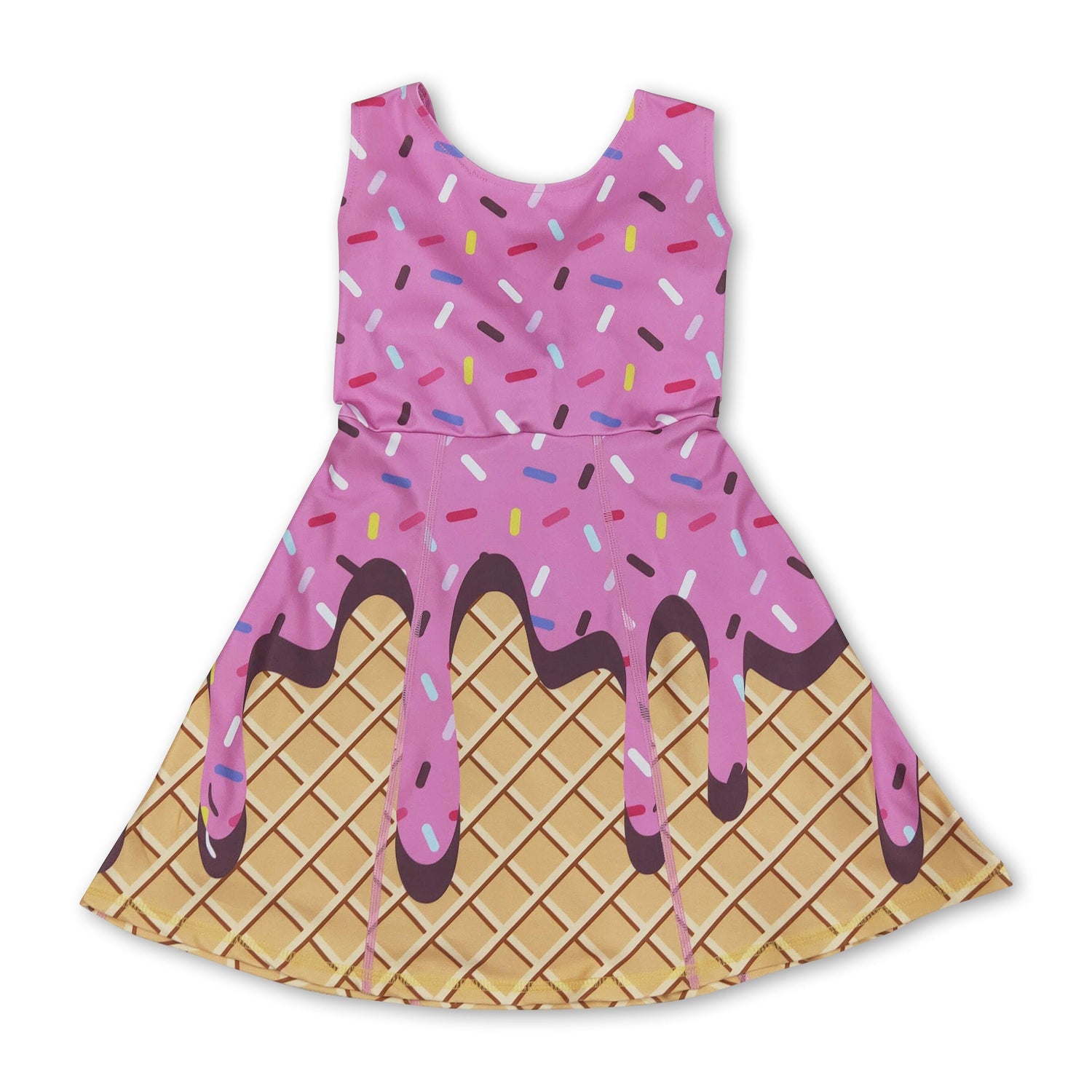 Hot pink sprinkle ice cream kids girls team athletic dress