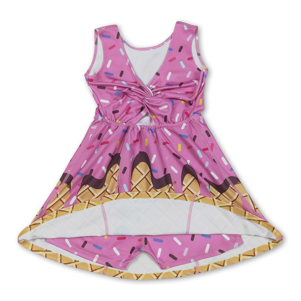 Hot pink sprinkle ice cream kids girls team athletic dress