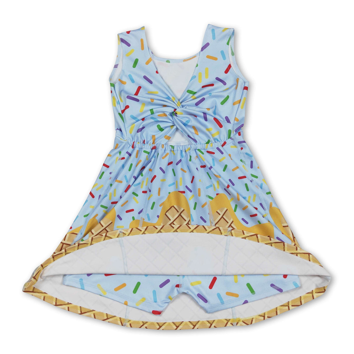 Light blue sprinkle ice cream kids girls team athletic dress