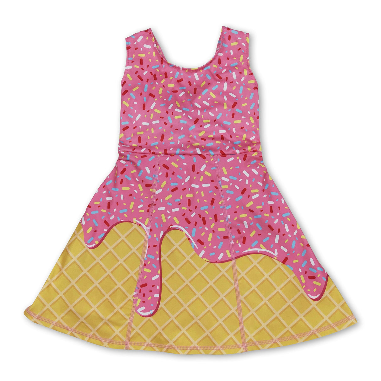 Pink sprinkle ice cream kids girls team athletic dress