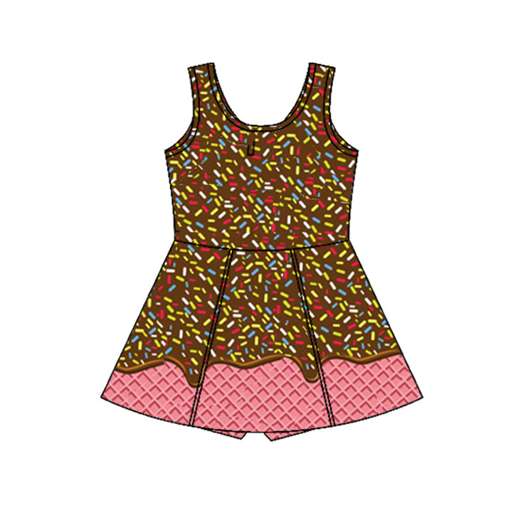 Brown sprinkle ice cream girls team athletic dresses