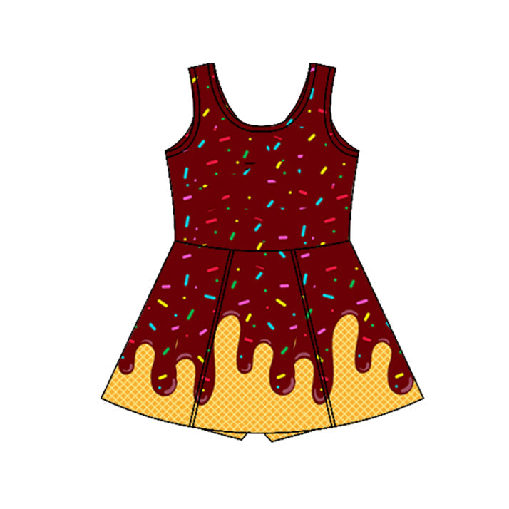 Maroon sprinkle ice cream girls team athletic dresses