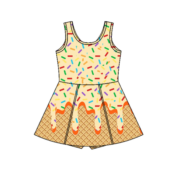 Beige orange sprinkle ice cream girls team athletic dress