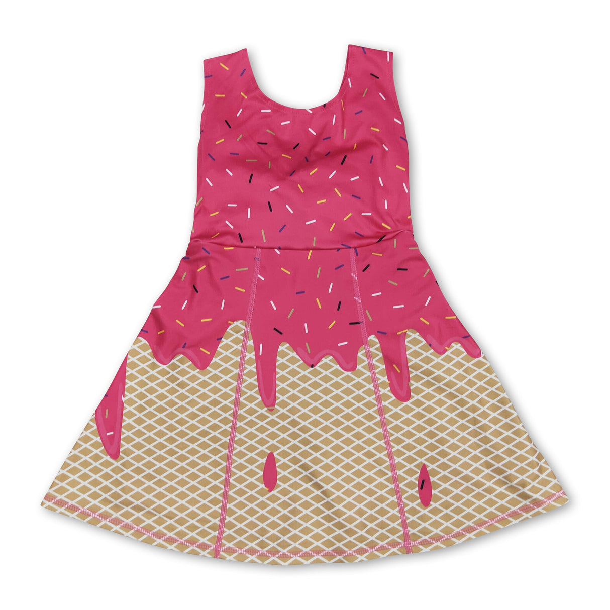 Hot pink khaki sprinkle ice cream girls team athletic dress