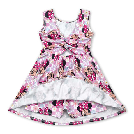 Sleeveless floral mouse kids girls athletic dresses