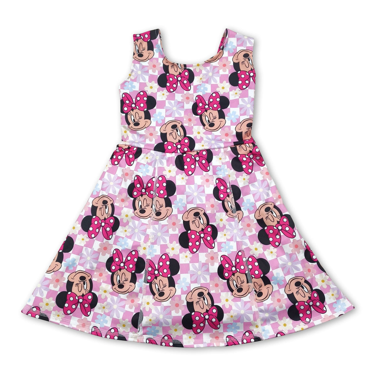 Sleeveless floral mouse kids girls athletic dresses