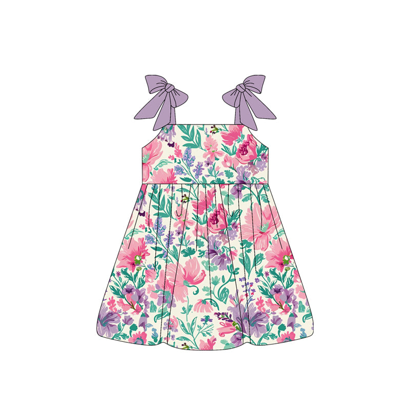 Lavender straps floral baby girls summer dresses