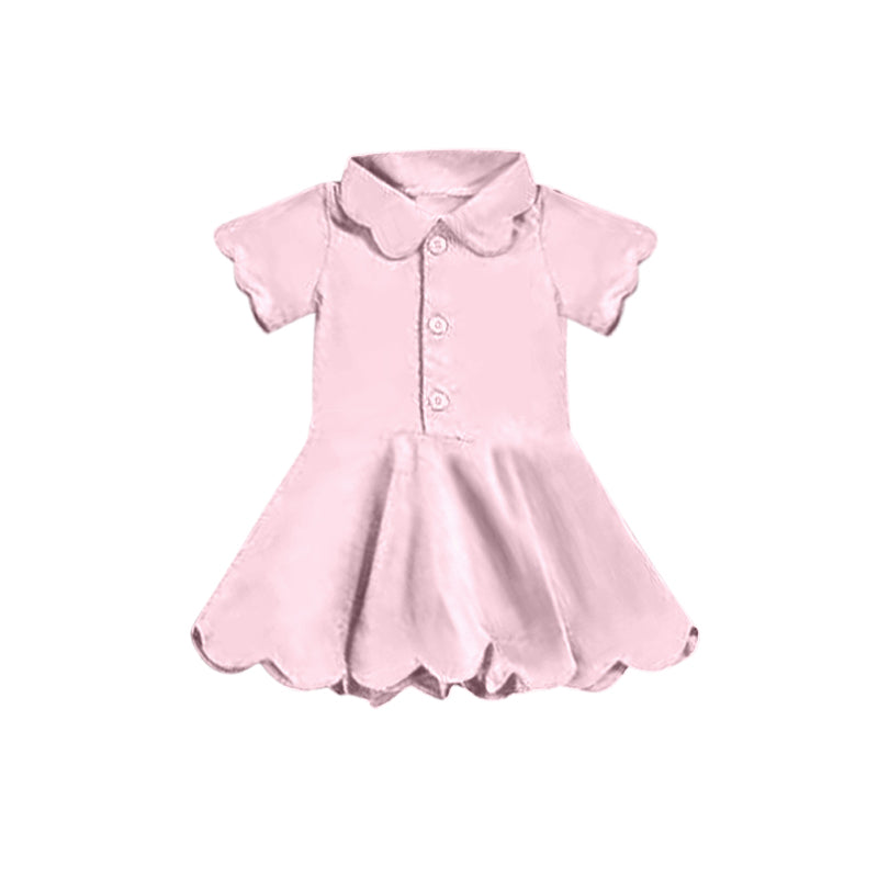 Light pink short sleeves kids girls polo athletic dresses
