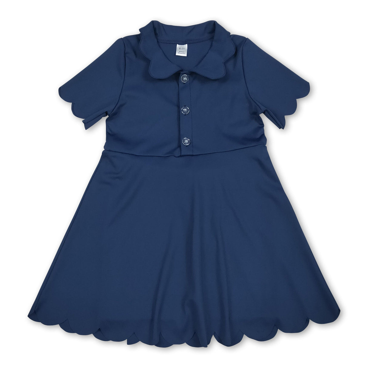 Navy short sleeves kids girls polo athletic dresses