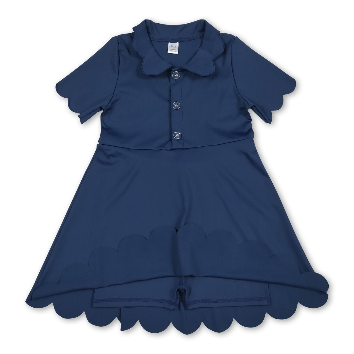 Navy short sleeves kids girls polo athletic dresses