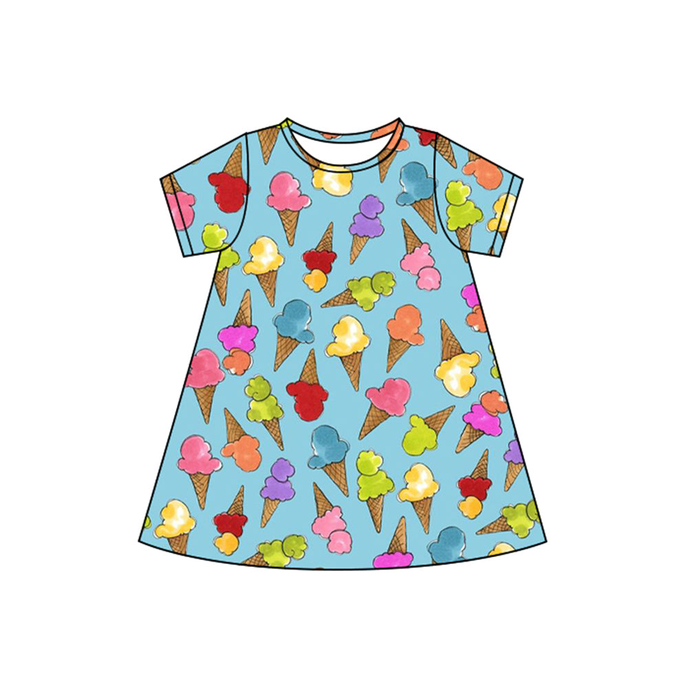 Short sleeves ice cream summer kids girls dress