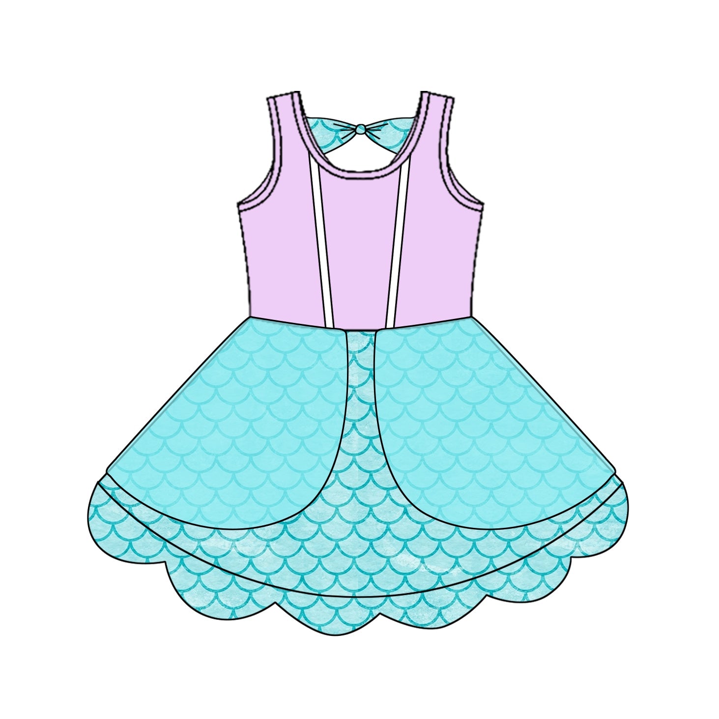Sleeveless lavender bow princess kids girls summer dress