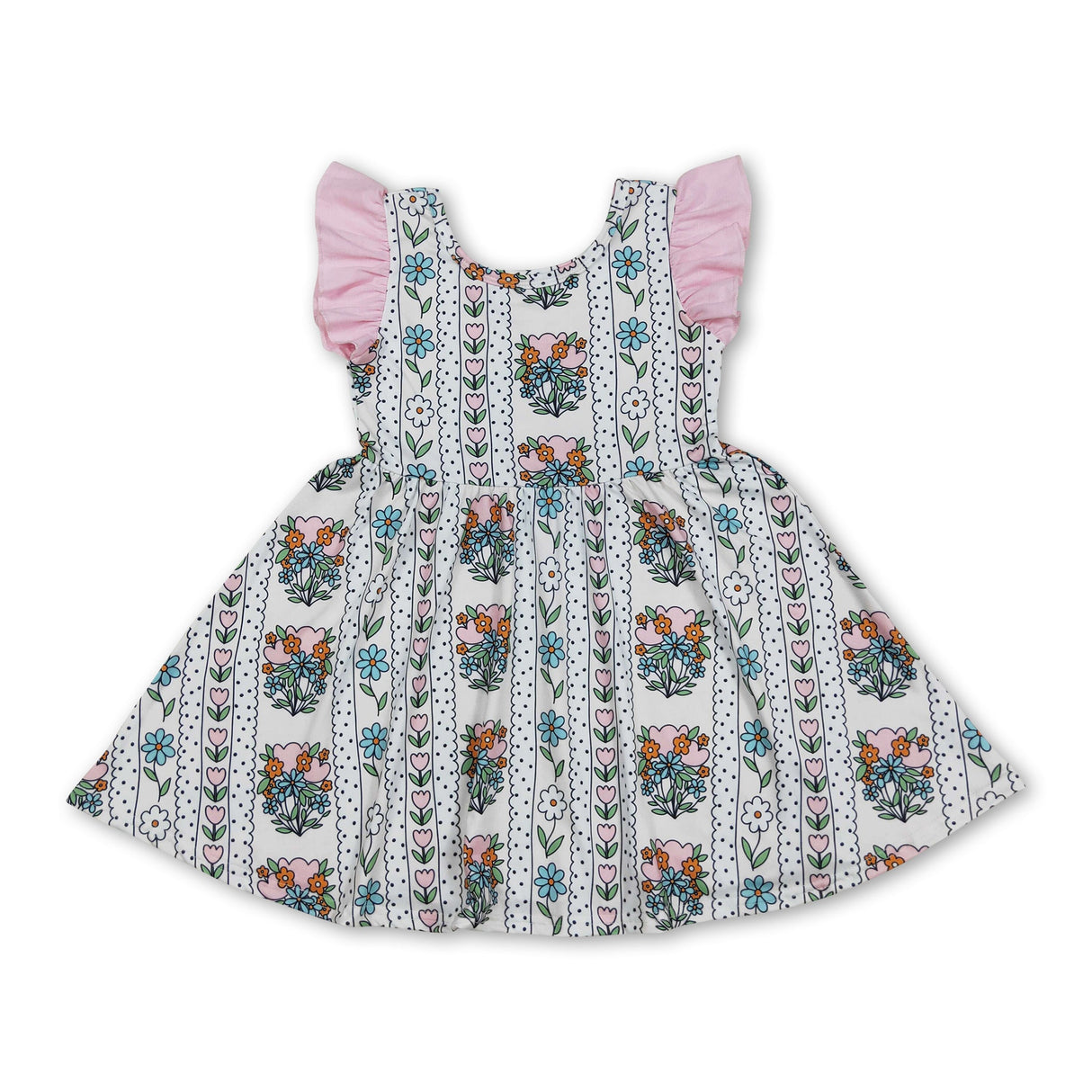 Flutter sleeves tulip floral baby girls summer dresses