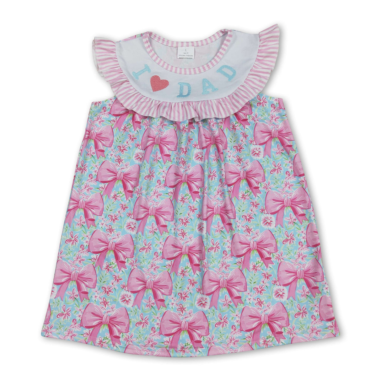 I love dad pink floral bow kids girls dresses