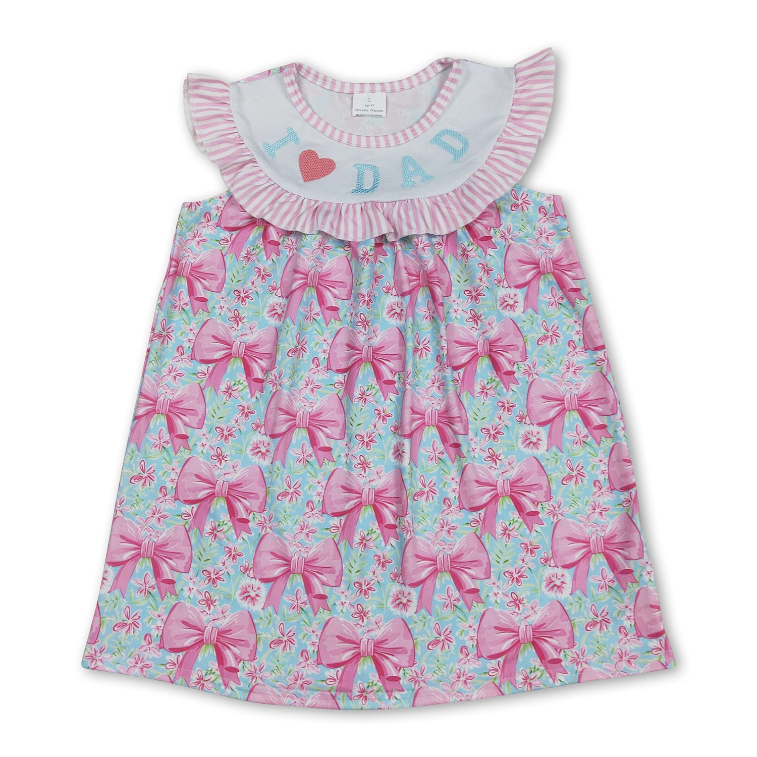 I love dad pink floral bow kids girls dresses