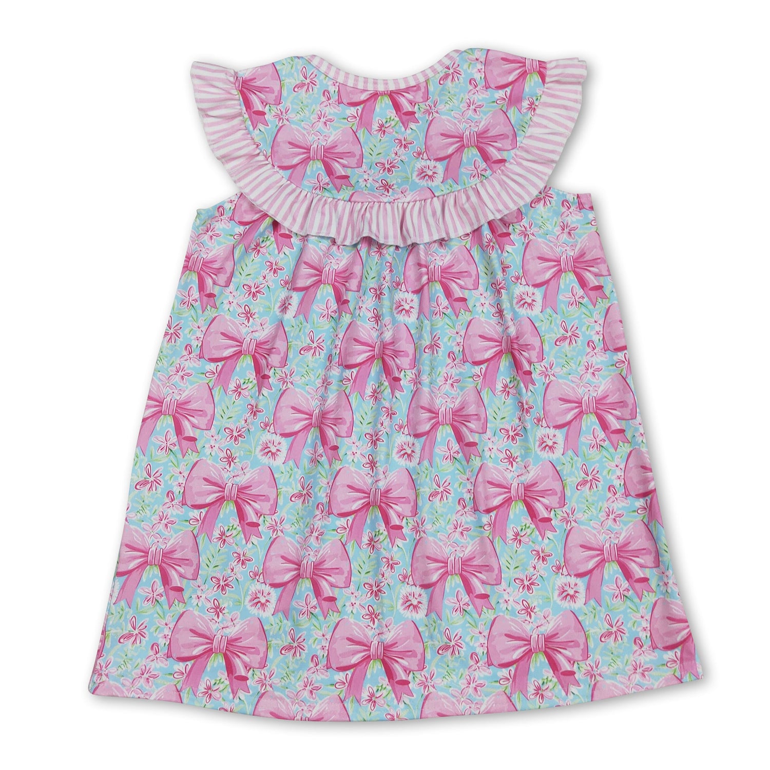 I love dad pink floral bow kids girls dresses