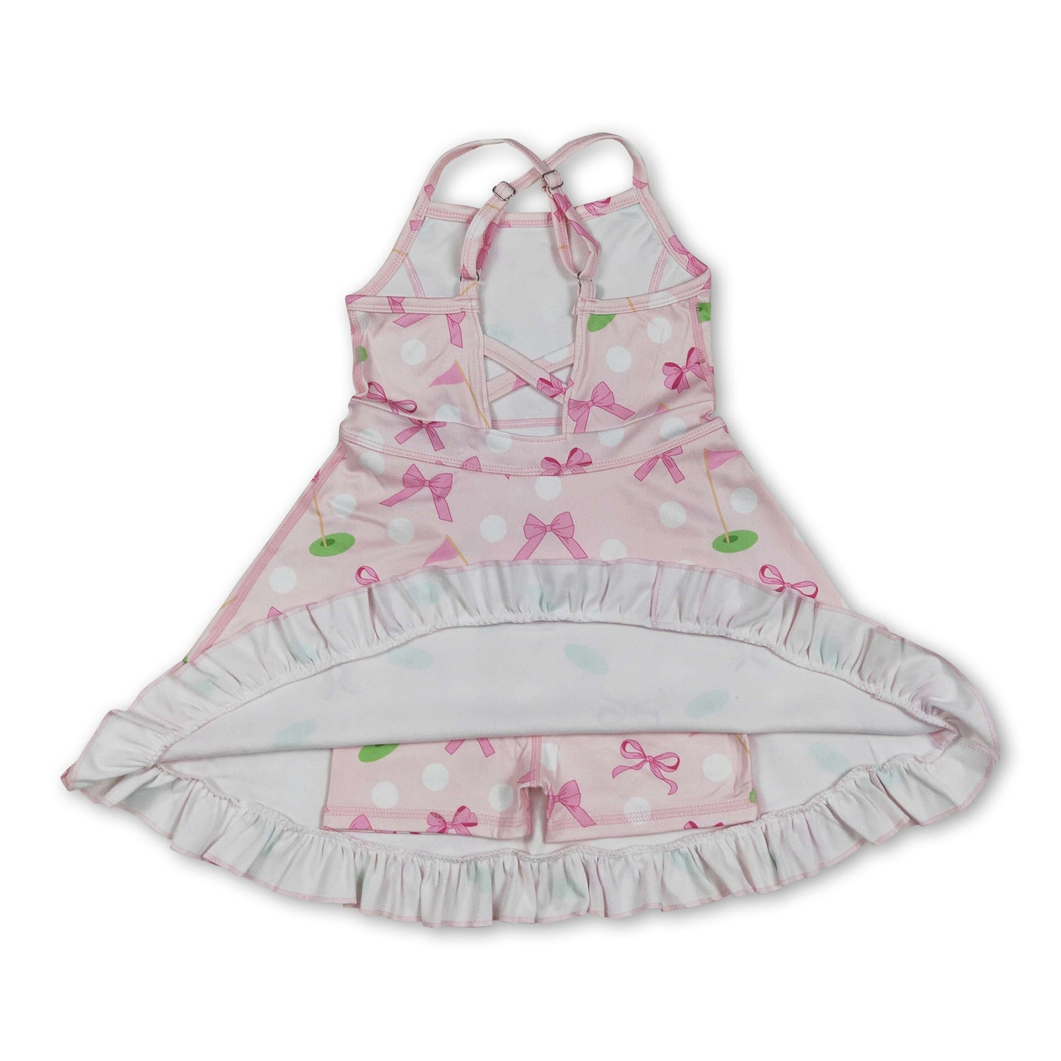 Straps pink bow golf girls summer athletic dresses