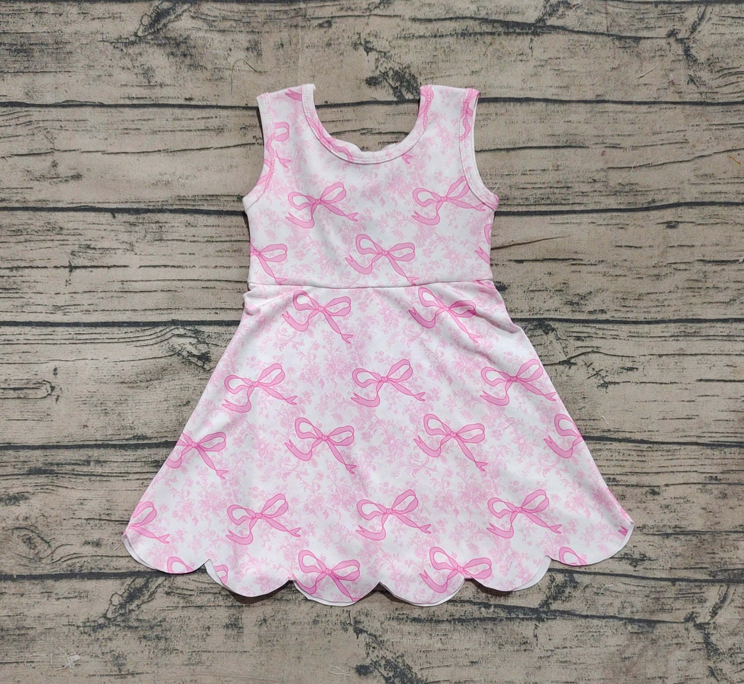 Sleeveless floral pink bow girls summer athletic dress