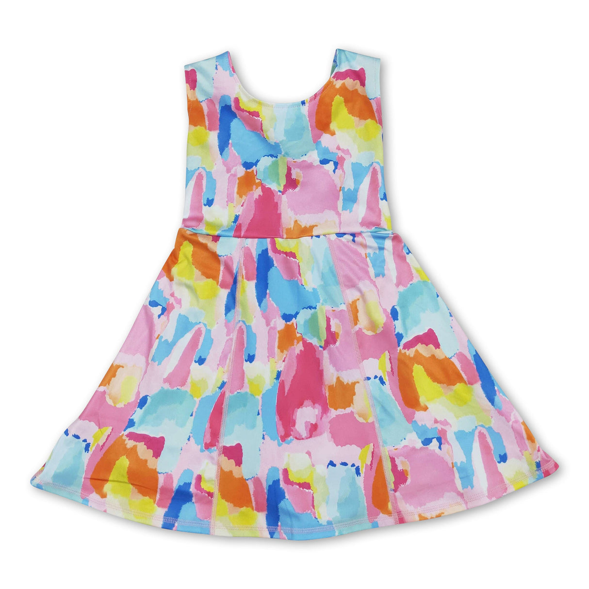 Sleeveless tie dye kids girls athletic dresses