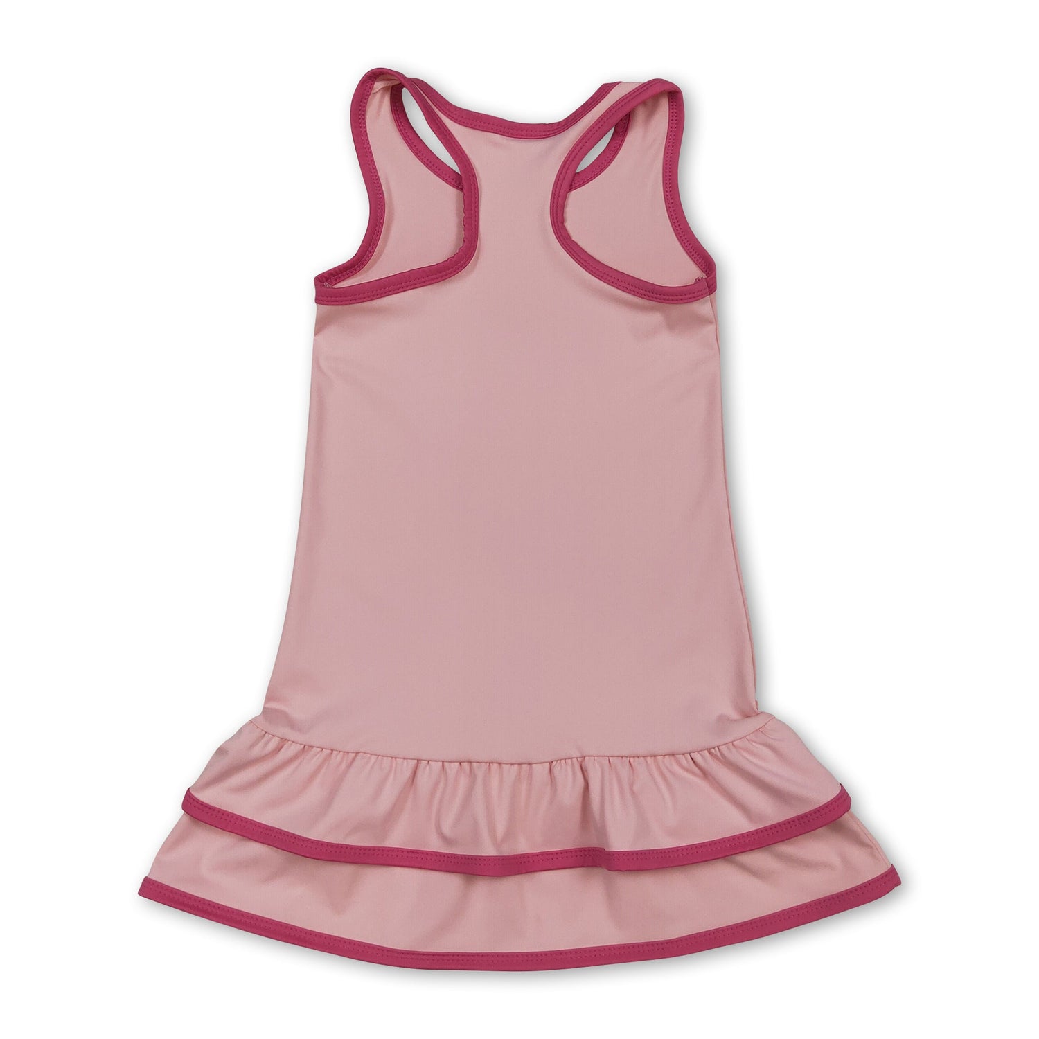 Sleeveless pink ruffle kids girls athletic dresses