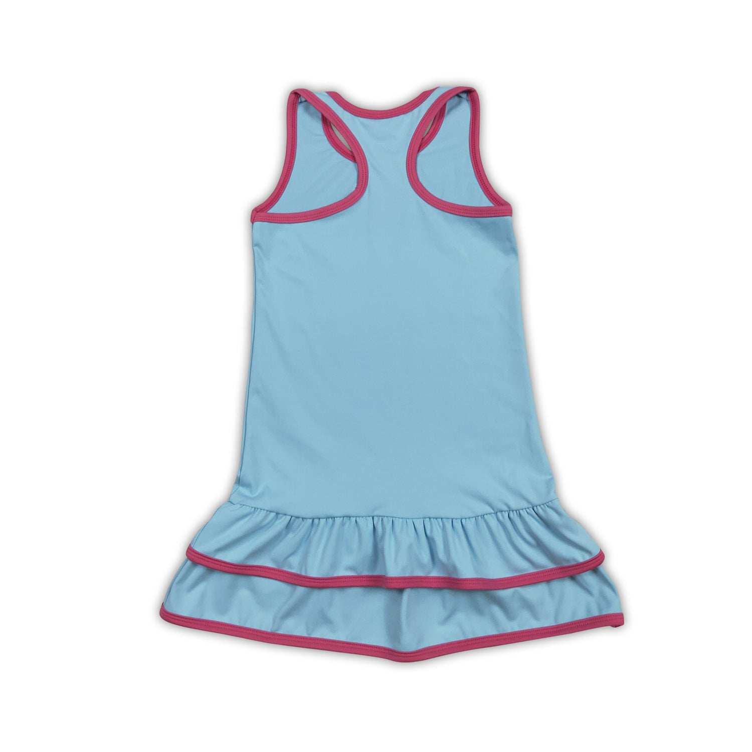 Sleeveless light blue ruffle kids girls athletic dresses