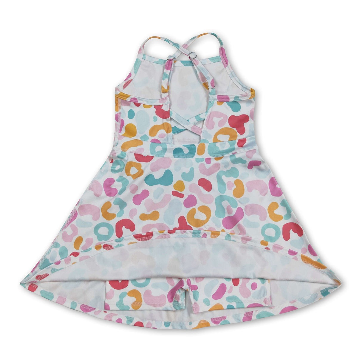 Straps colorful leopard kids girls athletic dresses