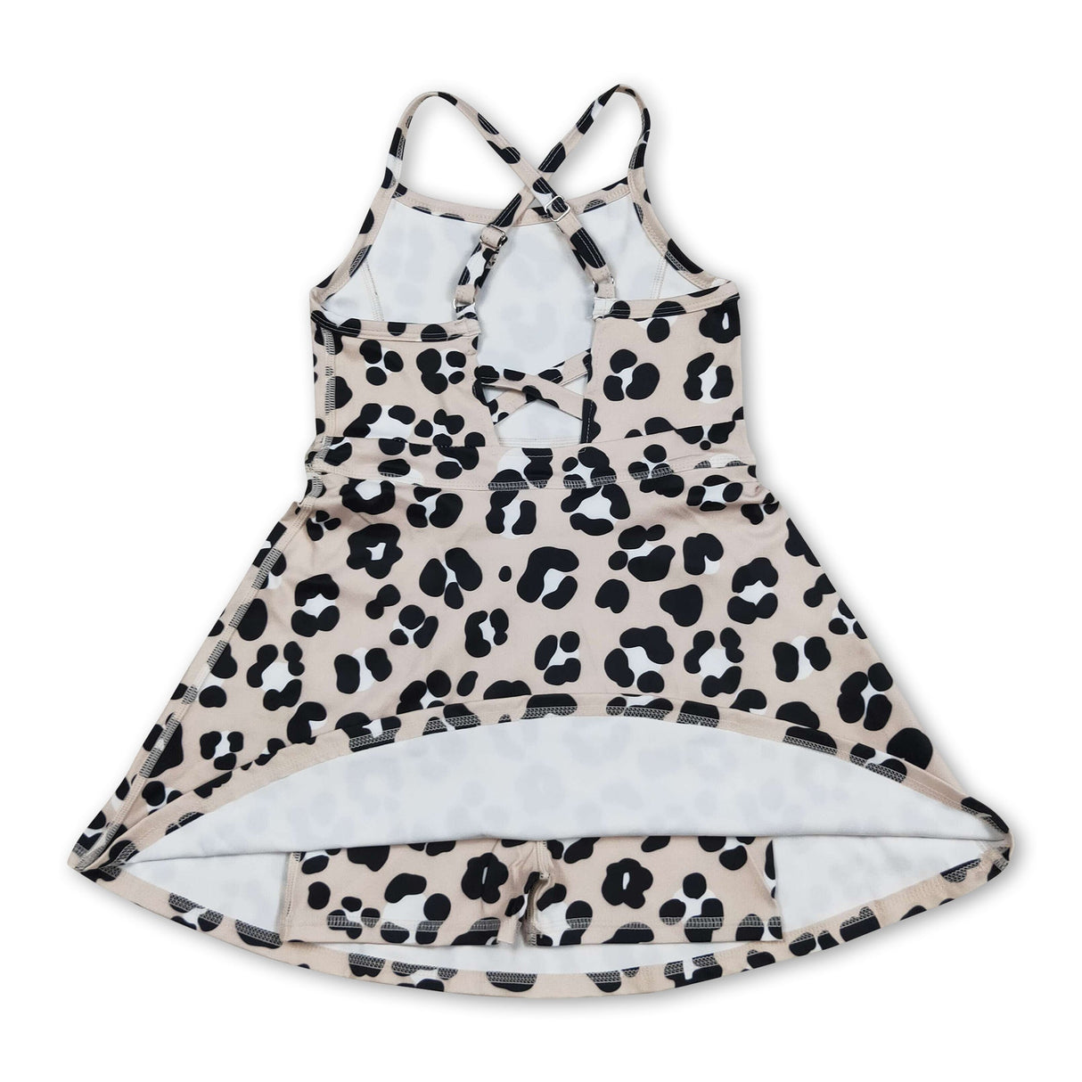 Straps khaki leopard kids girls athletic dressese