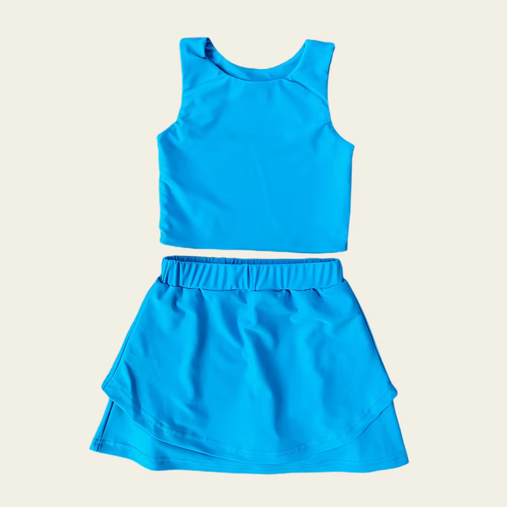 Blue sleeveless top skorts girls activewear set