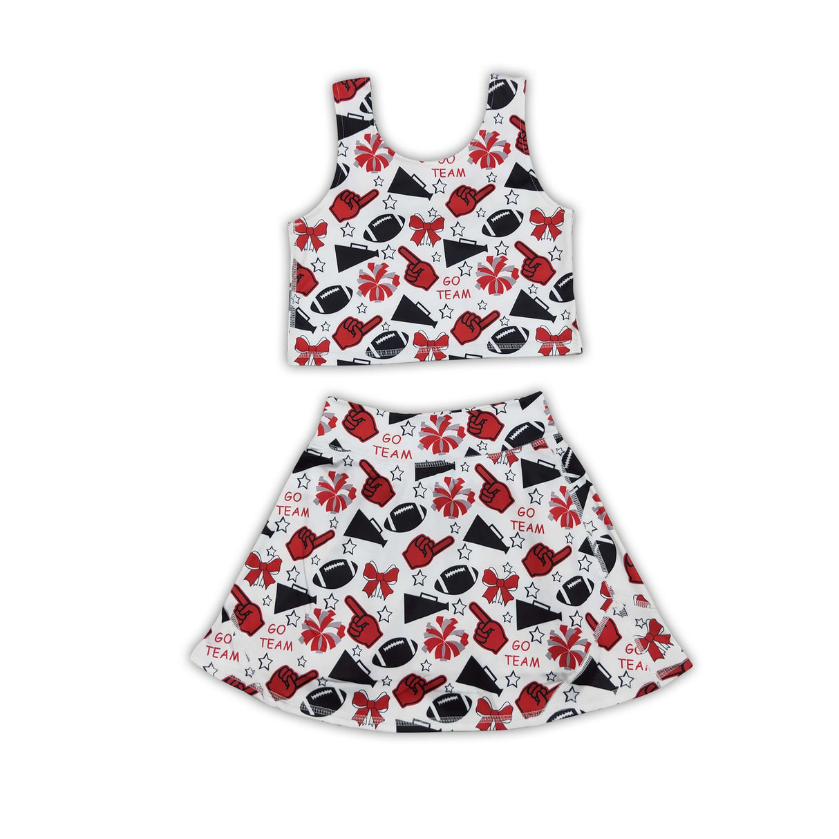 Red bow football top skirt girls activewear team set