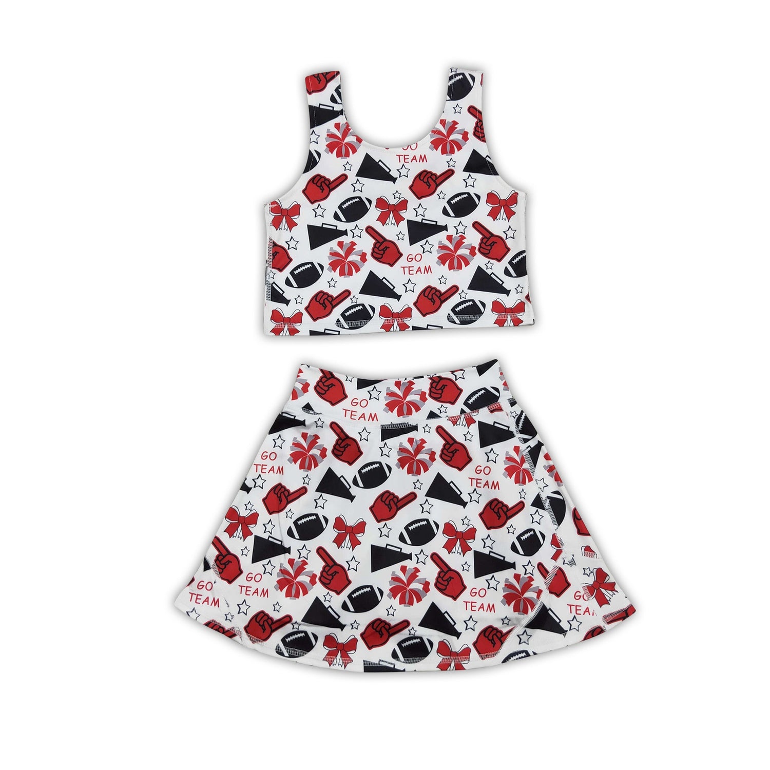 Red bow football top skirt girls activewear team set