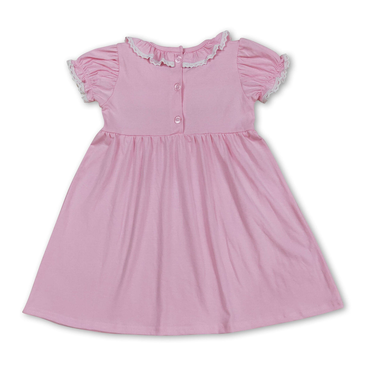 Pink short sleeves bow baby girls summer dresses