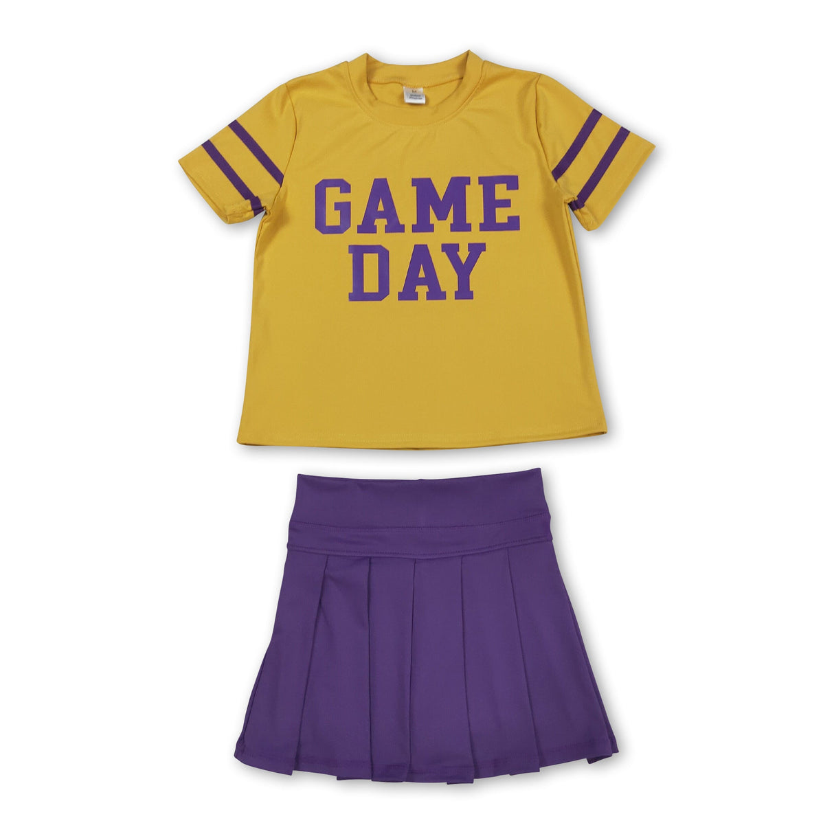 Short sleeves game day top purple pleated skirt girls team clothes