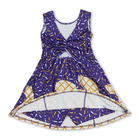 Sleeveless purple ice cream sprinkle girls athletic dress