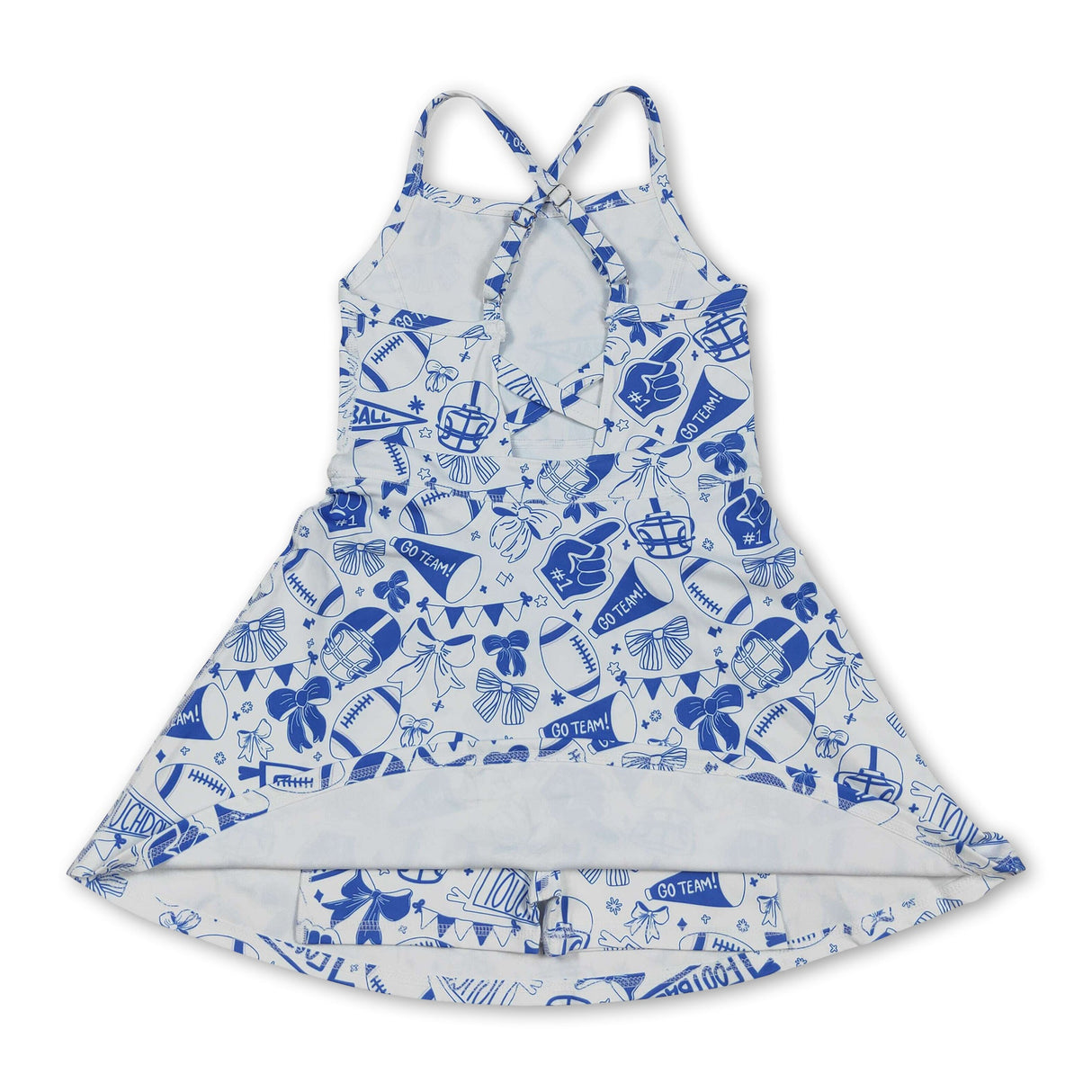 Straps blue bow football girls athletic dresses